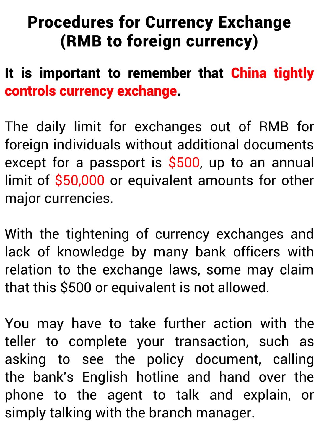 Methods To Exchange RMB To A Foreign Currency Methods To Exchange RMB To A Foreign Currency