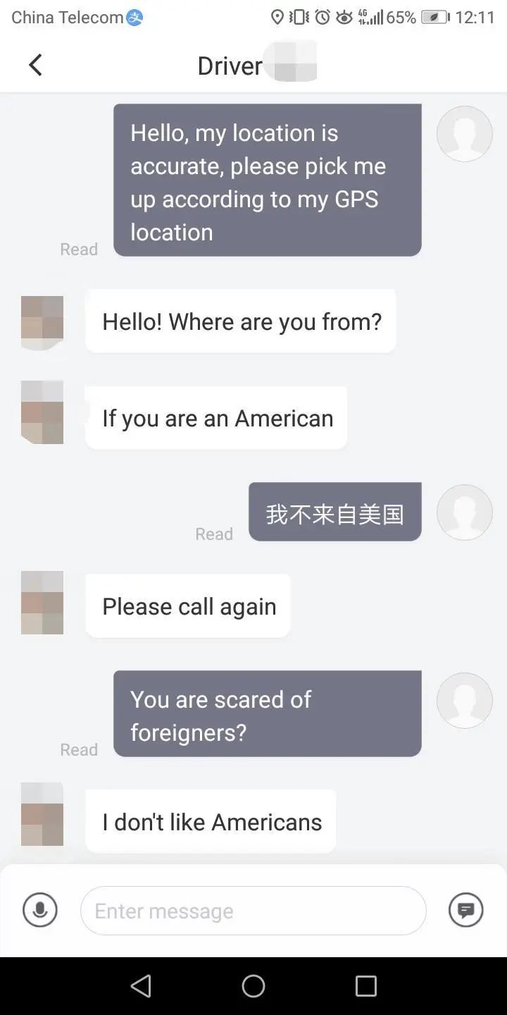 DiDi Driver 'Doesn't 'Like Americans'...